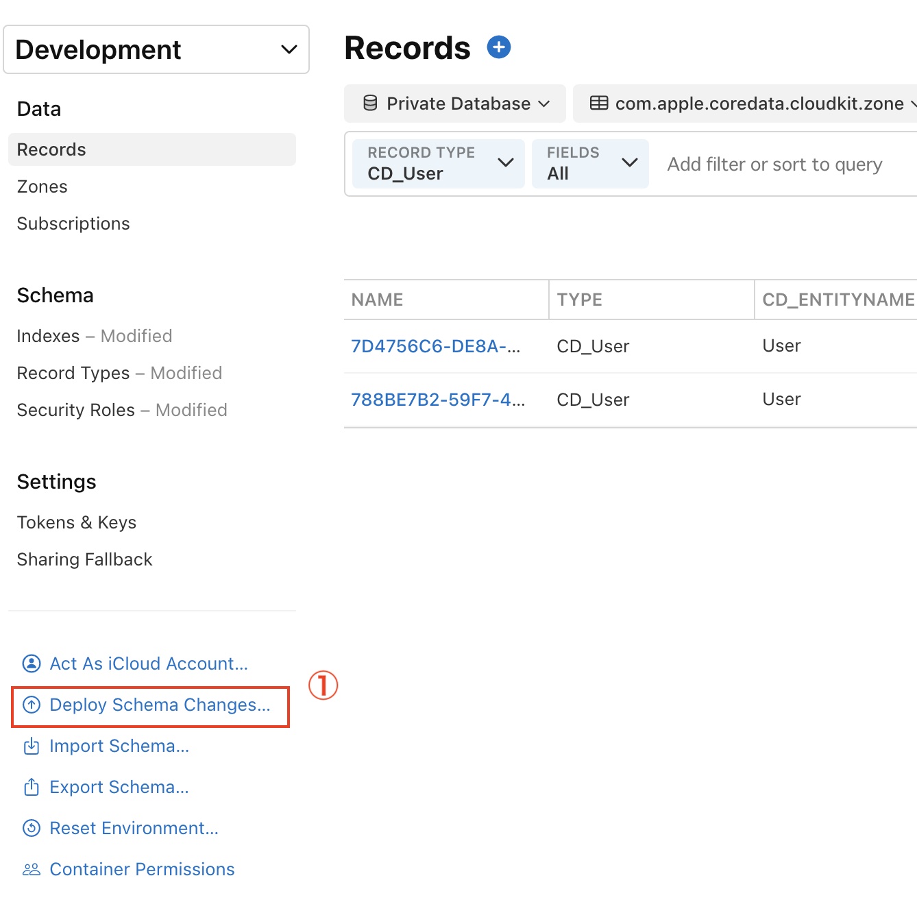 Deploy Schema Changes...の場所