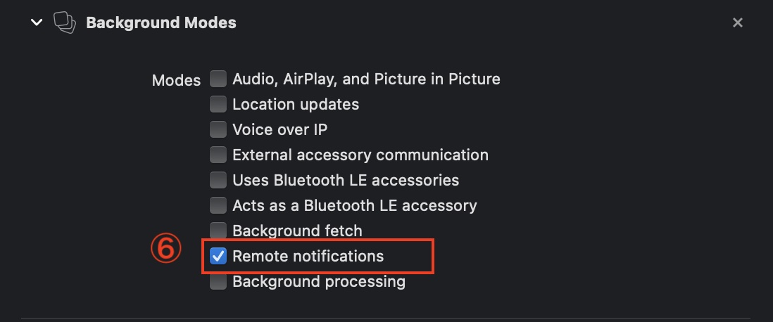 Signing & CapabilitiesにBackground Modesを追加する2