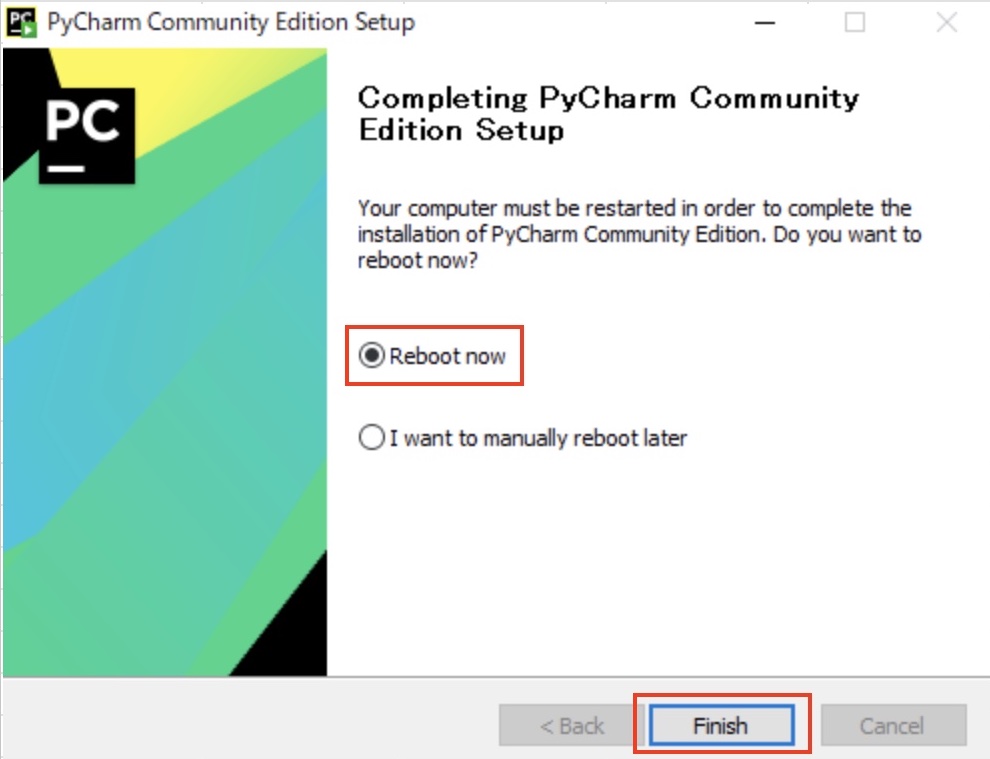 PyCharmのインストールが完了