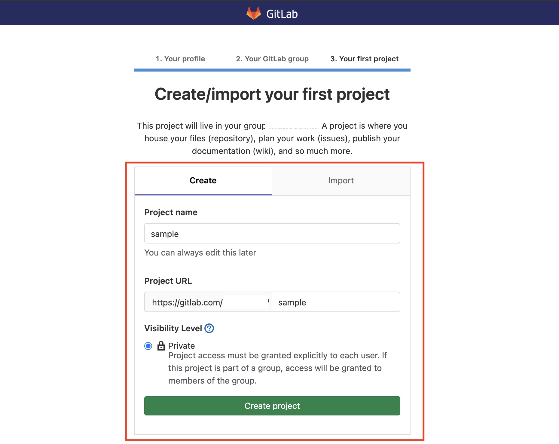 GitaLabのサインインページ3