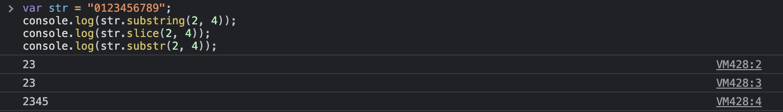 substring(),slice(),substr()の実行1