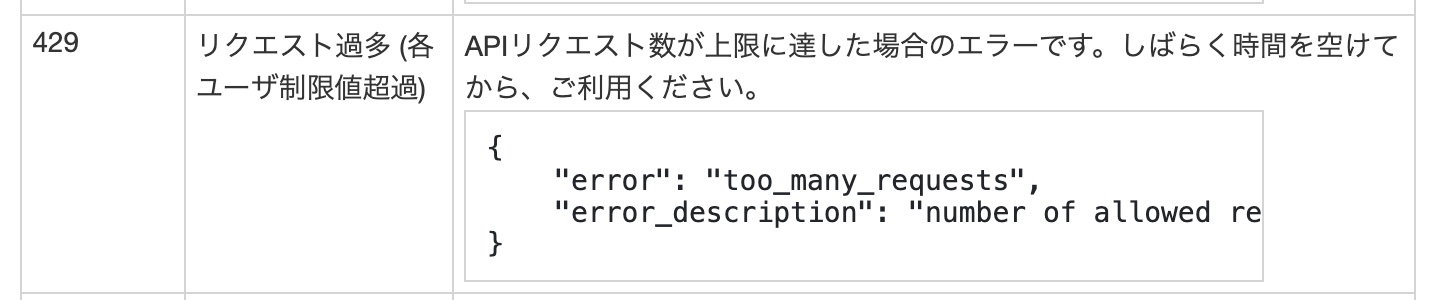 {'error_description': 'number of allowed requests has been exceeded for this API. please try again soon.', 'error': 'too_many_requests'}