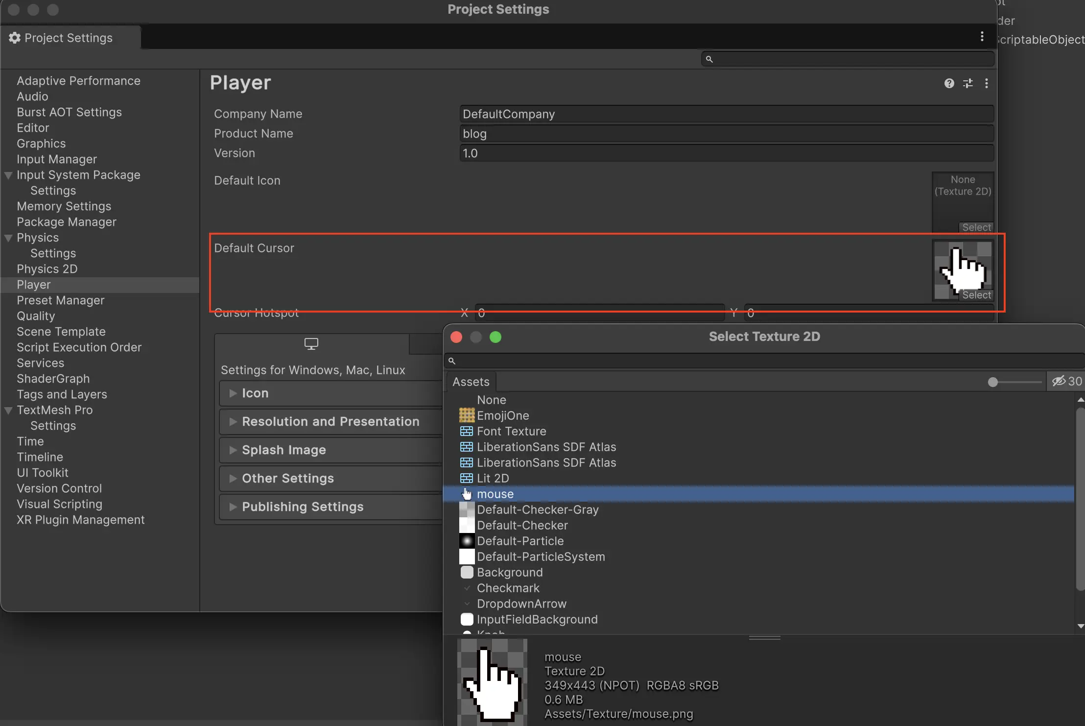 EditからProject Settingsを開く